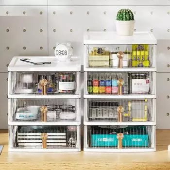 Прозрачный настольный ящик для хранения Ящик для хранения выдвижного типа Детский шкаф для хранения аксессуаров для волос Студенческий ручной ящик для хранения Ящик для хранения Полка для хранения S,1layers13.5*17.5*6.5CM синий