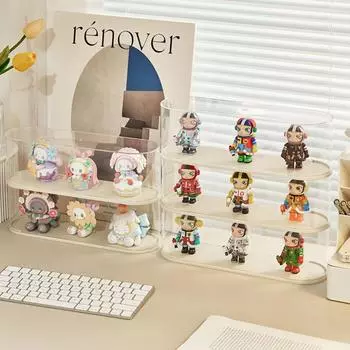 Прозрачный настольный стенд для демонстрации статуэток с пузырьковым ковриком, стойка для хранения кукол, пылезащитная, штабелируемая коробка для хранения слепых коробок