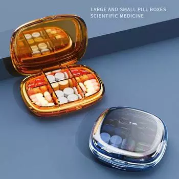 Прозрачный органайзер для ежедневных таблеток с отдельными отделениями, водонепроницаемый влагостойкий футляр для хранения таблеток A синий