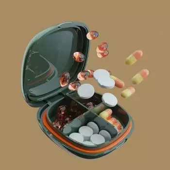 Прозрачный органайзер для ежедневных таблеток с отдельными отделениями, водонепроницаемый влагостойкий футляр для хранения таблеток A синий