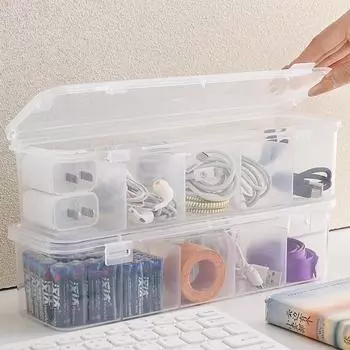 Прозрачный органайзер для зарядного кабеля, коробка для управления кабелем передачи данных, USB-коробка для хранения, небольшой органайзер для настольных принадлежностей и хранения S