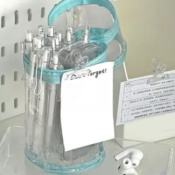 Прозрачный пенал большой емкости многофункциональная канцелярская сумка портативная водонепроницаемая ручка держатель высокого качества зелёный