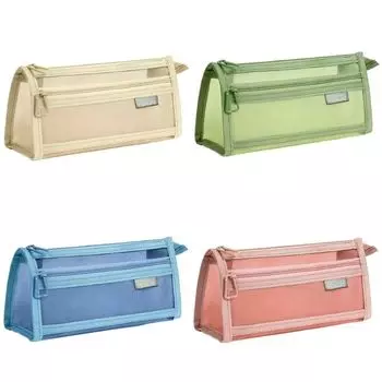 Прозрачный пенал большой емкости сумка для хранения канцелярских принадлежностей офис школьные принадлежности синий