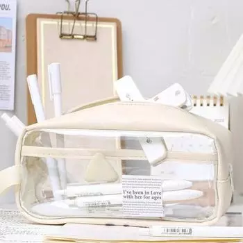 Прозрачный пенал для школьных канцелярских принадлежностей Простой стиль Водонепроницаемый