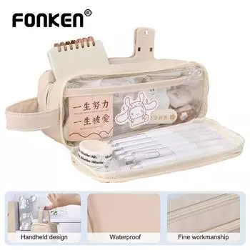 Прозрачный пенал Fonken, пенал большой емкости, школьные принадлежности, чехол для ручек, канцелярские принадлежности, пенал синий