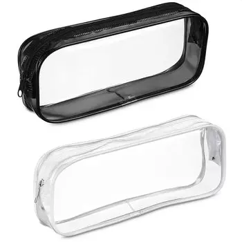 Прозрачный пенал на молнии, простой стиль, сумка для ручек большой емкости для студентов, школы и офиса, канцелярские принадлежности
