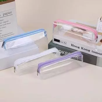 Прозрачный пенал на молнии, сумка для ручек, косметичка для макияжа, органайзеры для мелочей, канцелярские принадлежности, подарки, школьные принадлежности