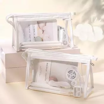 Прозрачный пенал с героями мультфильмов, большая вместимость, женская простая косметичка для младших школьников, высокая номинальная стоимость чёрный