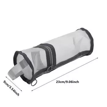 Прозрачный пенал, сетчатый чехол на молнии, прозрачный пенал, корейский школьный пенал One Size серый