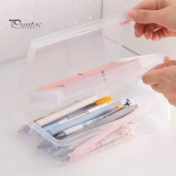 Прозрачный пенал, штабелируемый двухслойный пенал большой емкости с защелкивающейся крышкой, настольный органайзер для школьных офисных принадлежностей зелёный