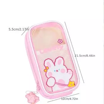 Прозрачный пенал, сумка для хранения карандашей большой емкости для школьников, коробка для канцелярских принадлежностей с медвежонком небесно-голубой