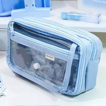 Прозрачный передний карманный пенал для ручек, большая емкость, 8 слоев, сумка для хранения канцелярских принадлежностей, школа