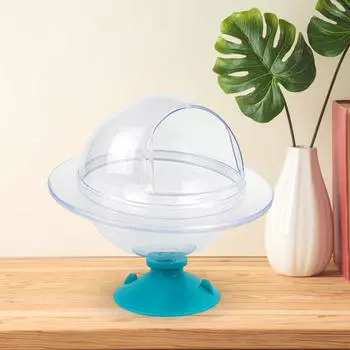 Прозрачный песочный домик для купания хомяков со съемным душем синий