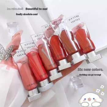 Прозрачный пигмент Ice Velvet Lip Glaze Матовая губная помада Стойкий чистый цвет Нелипкая формула в форме чашки 1#