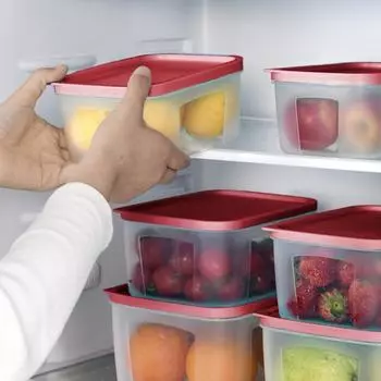 Прозрачный пищевой контейнер 1080/1800/2700 мл с крышкой, пригодный для использования в микроволновой печи, пищевой пластик, ящик для хранения фруктов и овощей, кухонные принадлежности S красный
