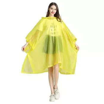 Прозрачный плащ из ЭВА с капюшоном для взрослых, унисекс, пончо средней длины с кнопками, водонепроницаемые ветрозащитные походные плащи для мужчин и женщин жёлтый
