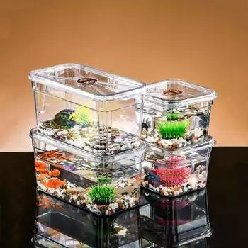 Прозрачный пластиковый аквариум квадратная/прямоугольная миска для золотых рыбок Betta Bowl настольная миска для золотых рыбок Betta rectangle