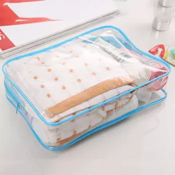 Прозрачный пластиковый чехол из ПВХ для путешествий, туалетных принадлежностей на молнии, косметичка на молнии M розовый