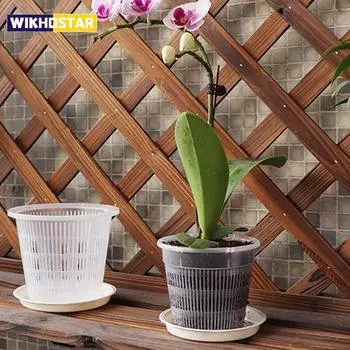 Прозрачный пластиковый цветочный горшок, посадочный горшок для орхидей с контролируемым ростом корней и ящиком для выращивания устьиц, горшки для пересадки растений 11cm