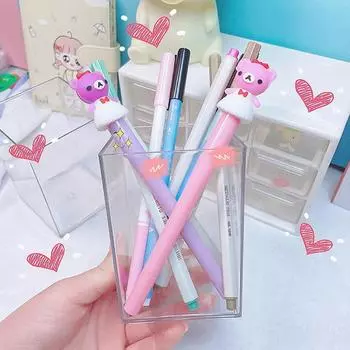 Прозрачный пластиковый держатель для ручек и карандашей, прозрачный держатель для кистей для макияжа, органайзер для хранения стаканчиков 1pc