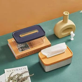 Прозрачный пластиковый держатель для салфеток, съемный чехол, домашний офисный контейнер для хранения салфеток, домашний декор рабочего стола синий