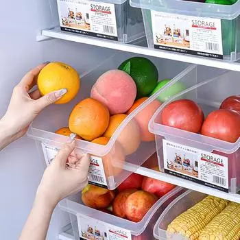 Прозрачный пластиковый холодильник, контейнер для хранения продуктов, ящик для холодильника, полка, бытовая кухонная кладовая, органайзер, коробка 4L