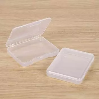 Прозрачный пластиковый контейнер для хранения пуховки, деталей, оборудования, инструментов, аксессуаров с крышкой и отделениями для лезвий. 6.8*5.2*1.2CM прозрачный