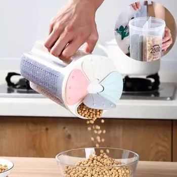 Прозрачный пластиковый контейнер для хранения сухих сухих продуктов питания 3 grids