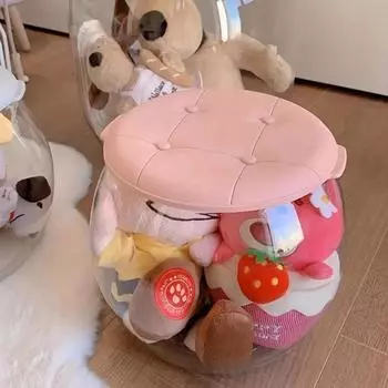 Прозрачный пластиковый круглый табурет портативная детская скамейка для хранения вещей ящик для хранения табурет для дома розовый
