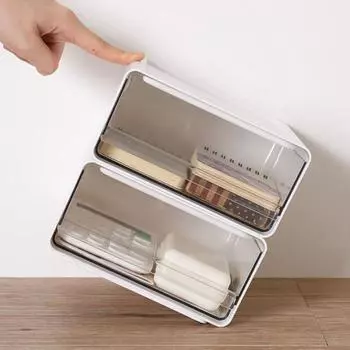 Прозрачный пластиковый настольный органайзер, ящик, штабелируемый, настольный ящик для хранения офисных принадлежностей, ручек, маркеров, клейкой ленты, органайзер для офисов, спален, кухонь M белый