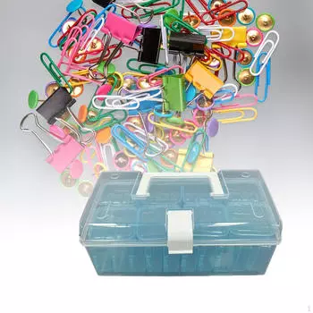 Прозрачный пластиковый органайзер для бусин, контейнер для 32 маленьких коробок, футляр для хранения амулетов синий