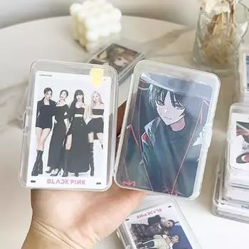 Прозрачный пластиковый ящик для хранения карточек, небольшой ящик для хранения карточек, стол 1PCS