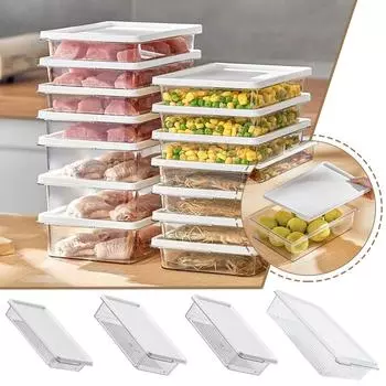 Прозрачный пластиковый ящик для хранения в холодильнике, ящик для продуктов, полка для яиц, подвесная коробка, коробка S4T7 transparent-2000ML