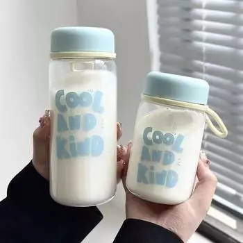 Прозрачный пластиковый стаканчик, подъемный трос, бутылка для питьевой воды, пузырьковый чай White-600ML