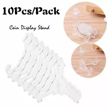 Прозрачный пластиковый стенд 42 мм, 10 шт./упак., мольберт, держатель для монет, медалей, бейджей, полка для коллекции
