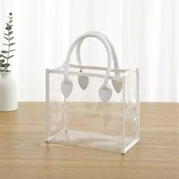 Прозрачный подарочный пакет, розовый, белый, сумка для хранения, креативная ручная упаковка, сумка-тоут White-S