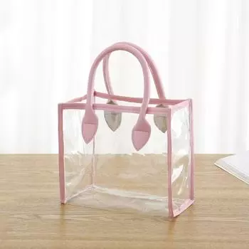 Прозрачный подарочный пакет, розовый, белый, сумка для хранения, креативная ручная упаковка, сумка-тоут Pink-S