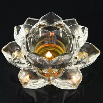 Прозрачный подсвечник лотоса, искусственный кристалл, цветок, коническая колонна, подсвечник, свеча, подсвечник