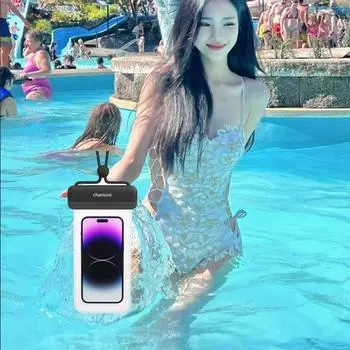 Прозрачный подводный сухой мешок с раздвижным чехлом, дизайн, водонепроницаемая сумка для плавания, путешествий на открытом воздухе чёрный/белый