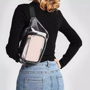 Прозрачный поясной ремень с регулируемой емкостью. Большая водонепроницаемая быстросъемная прозрачная поясная сумка. красный