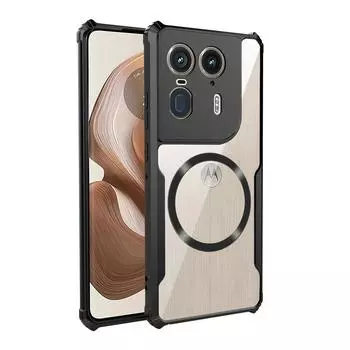 Прозрачный прочный магнитный чехол Magsafe для Moto Edge 50 Pro Fusion Edge50 40 30 S50 Neo G85 G34 G24 G54 G84 G14 G53 E13 For Edge 50 pro чёрный