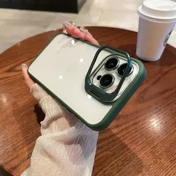Прозрачный противоударный чехол-бампер для Apple iPhone 15 14 13 12 11 Pro Max Plus, металлическое защитное кольцо для камеры, чехол-подставка для объектива For iphone14