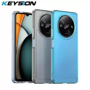 Прозрачный противоударный чехол KEYSION для Redmi A3, мягкий силиконовый прозрачный чехол из ТПУ для задней панели телефона Xiaomi POCO C61 for POCO C61 серый
