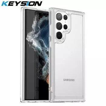 Прозрачный противоударный чехол KEYSION для Samsung S24 Ultra 5G S24 + Plus S23 FE 5G, прозрачный мягкий силиконовый чехол из ТПУ для Galaxy A25 5G for Galaxy S24 серый