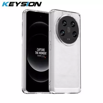 Прозрачный противоударный чехол KEYSION для Xiaomi 14 Ultra 5G, мягкий силиконовый прозрачный чехол из ТПУ для задней панели телефона Xiaomi 14 5G 14 Pro 5G for Xiaomi 14 Ultra серый