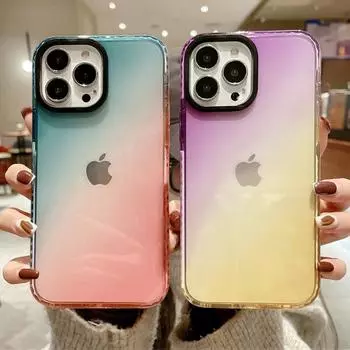 Прозрачный противоударный чехол с градиентом для телефона Iphone 13 Pro Max 12 11 Xs Max X Xr, мягкий силиконовый чехол ярких цветов For iPhone X or XS