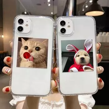 Прозрачный противоударный чехол с милым котом для Iphone 11, чехол для iPhone 14, 13, 12, 11 Pro Max 7, 8 Plus Xr Xs Se 2020, чехол для Iphone 13, мини-бампер For iPhone 7 8