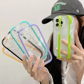 Прозрачный противоударный чехол с невидимым кронштейном-подставкой для Iphone 13 12 11 Pro Max X Xs Max Xr 7 8 Plus, чехол для браслета ярких цветов For iPhone X or XS