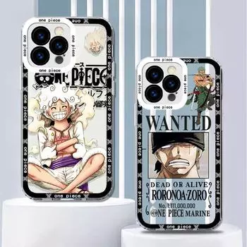 Прозрачный противоударный мини-чехол для устройств Apple с персонажами One Piece Зоро и Луффи, идеально подходит для устройств 11-го поколения и новее. iPhone 15 Pro Max