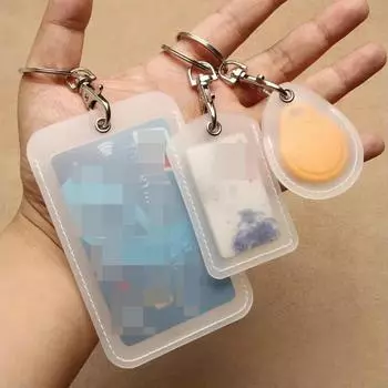 Прозрачный ПВХ держатель для удостоверения личности автобусной карты вертикальная капля воды карта контроля доступа защитный чехол против потери портативный брелок S белый